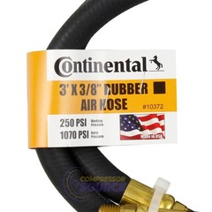 Continental Rubber Air Hose 3 Feet x 3/8 Inch 250 PSI Oil-Resistant Black 10372
