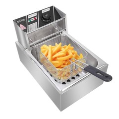 Stainless Steel Commercial Household Electric Deep Fryer Fried Chicken Pan 6L