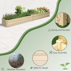 96 In. L X 24.25 In. W X 10.75 In. H Natural Fir Wood Raised Garden Bed with Dua