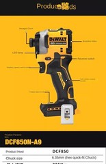 DEWALT DCF850 Impact Driver Electric Driver 20V Brushless Cordless 3250RPM…