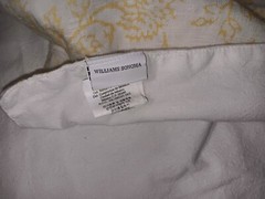 Williams Sonoma Linen/Cotton Table Runner 16”x 100″ White/Yellow Floral Scroll