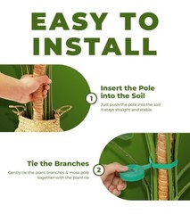 2 Pk 48” Bendable Moss Pole For Monstera Plant Coir Climbing Plant Support Stick