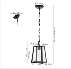 JONATHAN Y Glendale 6.75 in. Black Outdoor Industrial Farmhouse Pendant Light OB