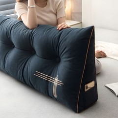 Velvet Wedge Headboard Pillow w/High-Resilience Filling Removable Zippered Cover