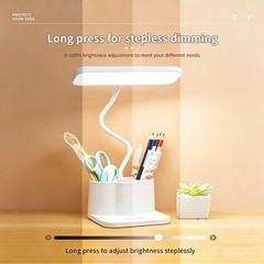 LED Desk Lamp Eye-Caring Reading Table Light Adjustable Neck Lamp w/ Clamp USB
