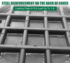 Natotela 24in Round Manhole Cover and Frame, Fiberglass Recessed Solid Top Co…