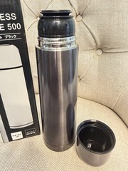 Stainless Steel Thermal Bottle with Cup Vacuum Insulated Bottle Black Gray 500ml