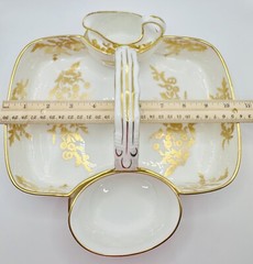 Hammersley England ‘Golden Tansy’ 10.25” Strawberry Basket Sugar Bowl & Creamer
