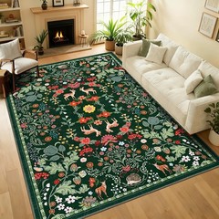 Yinhua Area Rug 5×7 Floral Rugs for Living Room Green Washable Rug Non Slip S…