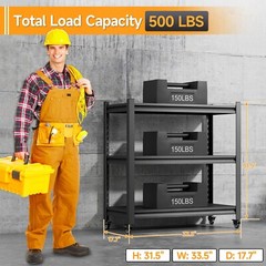 3-Tier Heavy Duty Metal Shelving Unit Garage Shelves Utility Rack Adjustable