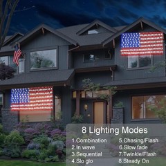 DBFAIRY Solar American Flag Lights Outdoor,420 LEDs American Flag Net Lights