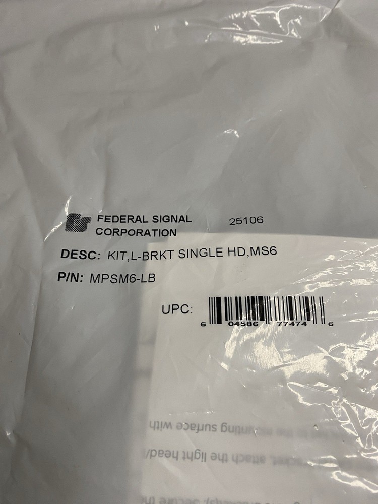Federal Signal MicroPulse L-Bracket MPSM6-LB Kit Single HD MS6