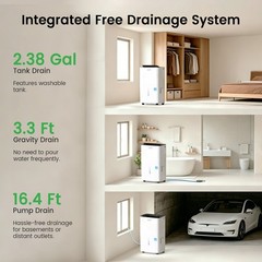 Waykar Energy Star Dehumidifier 150 Pint W/Pump for Home, Basement & Large Space