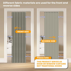 100% Blackout Accordion Door Magnetic Door Curtain Folding Closet Doors Curtain