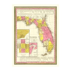 Old Map of Florida 1847 – Vintage Florida Art