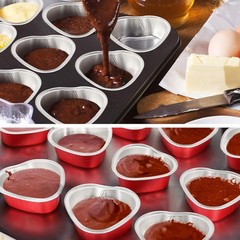 40 Sets 1.86 oz Mini Heart Shaped Cake Pans with Lids Aluminum Foil pan 55 ml
