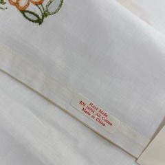 Vintage Handmade Placemat Napkin Set 8pc Floral Embroidered White Yellow Cotton