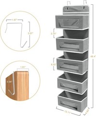 Over Door Hanging Organizer 5 Pockets Wall Closet Hanging Storage Bag