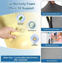 Reading Pillow for Sitting in Bed, 22”H Back Pillow for Sitting Up,Lumbar Rest