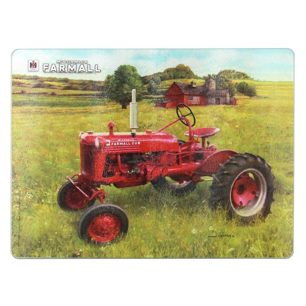 IH McCormick Farmall Cub Tractor Glass Cutting Board, 15.5in x 11.75in 42015