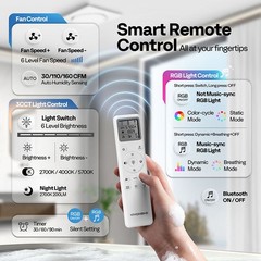 AutoFlow Bathroom Exhaust Fan with RGB Light & Humidity Sensor (30-110-160CFM)