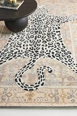Octavia Leopard Neutral Hand-Tufted 100% Wool Area Rug Carpet
