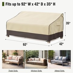 MR.COVER Waterproof Outdoor Couch Cover, Heavy Duty Patio Sofa Cover Brown Khaki
