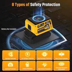 2-in-1 Power Station for Dewalt 20V Battery 300W DC Regulator 220W AC Inverter