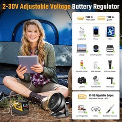 2-in-1 Power Station for Dewalt 20V Battery 300W DC Regulator 220W AC Inverter