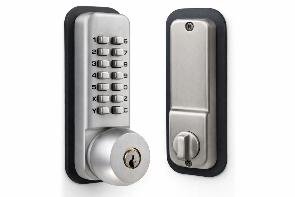 All Weather Mechanical Keyless Deadbolt Door Lock – Satin Nickel