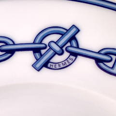 Hermes Paris Dessert Plate Chaine d’Ancre Porcelain Tableware Set of 2 with Box