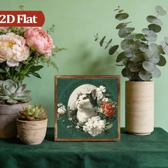 Vintage Floral Tabby Cat Wooden Plaque Victorian Home Decor for Entryway Cafe