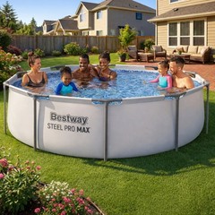 Bestway Steel Pro MAX 10’x30″ Round Above Ground Outdoor Swimming Pool with Pump