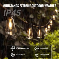 50-200FT LED Outdoor String Lights ST38 Shatterproof 2700K Patio Lights