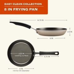Easy Clean 8 Inch Nonstick Frying Pan / Skillet, Dishwasher Safe, Champagne