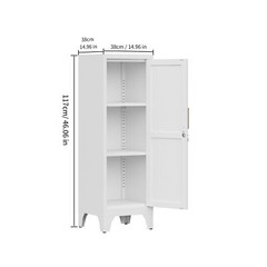 Metal Kitchen Pantry Cabinet, Lock Freestanding Storage Cupboard with Adjustable