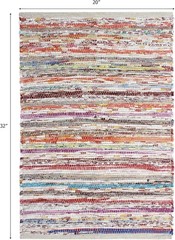 Cotton Chindi Rag Rug – 2 Pack – Boho Farmhouse Rustic Area Accent Throw Rug