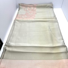 Vtg Reversible Gray Pink Damask Banquet Set 9.5 Ft Tablecloth & 11 Napkins