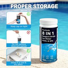 8-In-1 Pool and Spa Test Strips, 100 Count Water Testing Kit for Saltwater & Chl