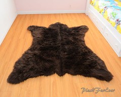 Brown Grizzly Bear Rug 5′ x 6′ Premium Accent Rug Bearskin PlushFurEver 088