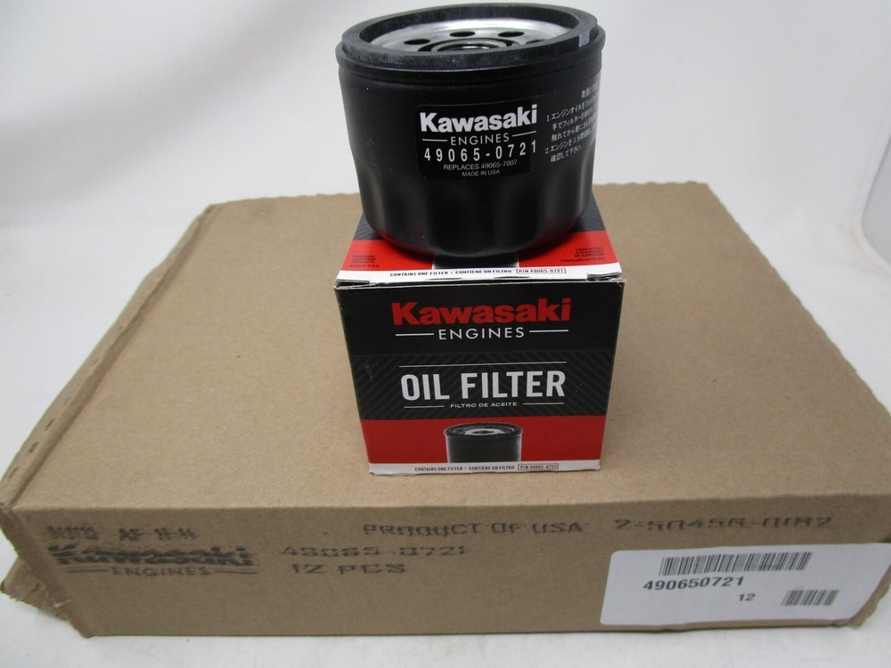 Genuine 12 Case Kawasaki Oil Filters 49065-0721 John Deere Toro 107-7817 Boxed