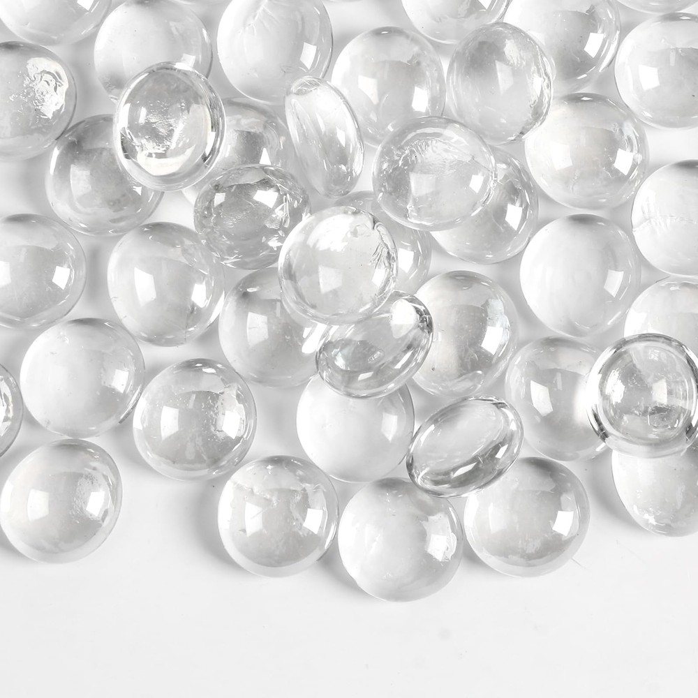 MBKHFLL 0.5lb Clear Glass Beads for Vases, Pebbles, 0.5LB,