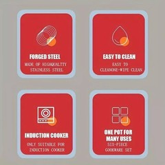 12 Piece Cookware Set Nonstick Pots and Pans Home Kitchen Cooking Non Stick, Red