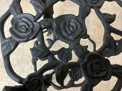 Vintage Victorian Cast Iron 3 Tier plant Stand 26.5”h Flat Black Rose Pattern