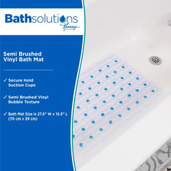 15.5 In. W X 27.5 In. L Vinyl Semi-Brushed Inside-The-Tub Bath Mat in Clear/Blue