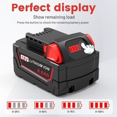 2PACK 8.0AH Battery For Milwaukee for M18 Lithium 18V Li-Ion Extended 48-11-1860