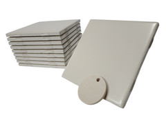 Beige Ceramic Tile 4.25 in Almond Bone Matte Subway Square Mid Century Modern