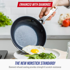 Blue Diamond 8″ Ceramic Nonstick Fry Pan with Spatula, Dishwasher Safe, Oven Saf