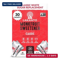 Lakanto Classic Monk Fruit Sweetener with Erythritol Sweetener Packets – White S