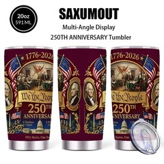 SAXUMOUT 1pc 250th Anniversary Coffee Cup 304 Stainless Steel Tumbler with Straw